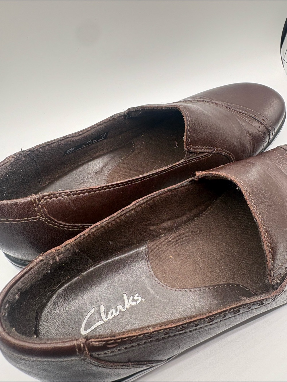 Clarks Women's Dark Brown Leather Slip-On Loafers - Picture 3 of 9